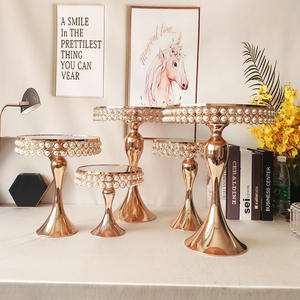 Tortiera in metallo stile europeo alto tavolo da Dessert per nozze espositore in ferro con vassoio a specchio torta e decorazione per Dessert - Product Image 2