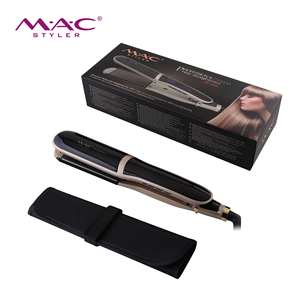 Lisseur et boucleur professionnel 2-en-1 MAC avec peigne anti-brûlure, <span class=keywords><strong>fer</strong></span> à <span class=keywords><strong>lisser</strong></span> à la kératine, double tension, chauffe rapide 750F - Product Image 1