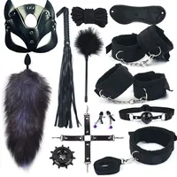 Ensemble BDSM, équipement de bondage en cuir, accessoires d'entraînement sexuel, kit de 13 pièces, dispositifs de retenue, jouet sexuel pour adultes, menottes lavables pour couple