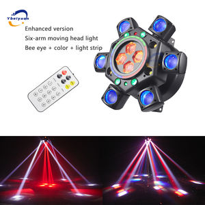 Projecteur à tête mobile 150W RGBW 4-en-1 à 6 bras avec <span class=keywords><strong>effet</strong></span> Bee Eye, DMX512, télécommande, pour DJ, discothèque, bar, fête d'anniversaire, Noël, scène - Product Image 1