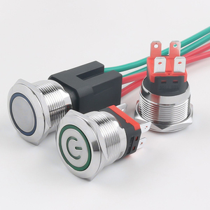 22MM 금속 푸시 버튼 스위치 10A 고전류 2NO 래칭 순간 4 핀 전원 스위치 LED 와이어 IP65 레벨 최대 전압 220V - Product Image 1