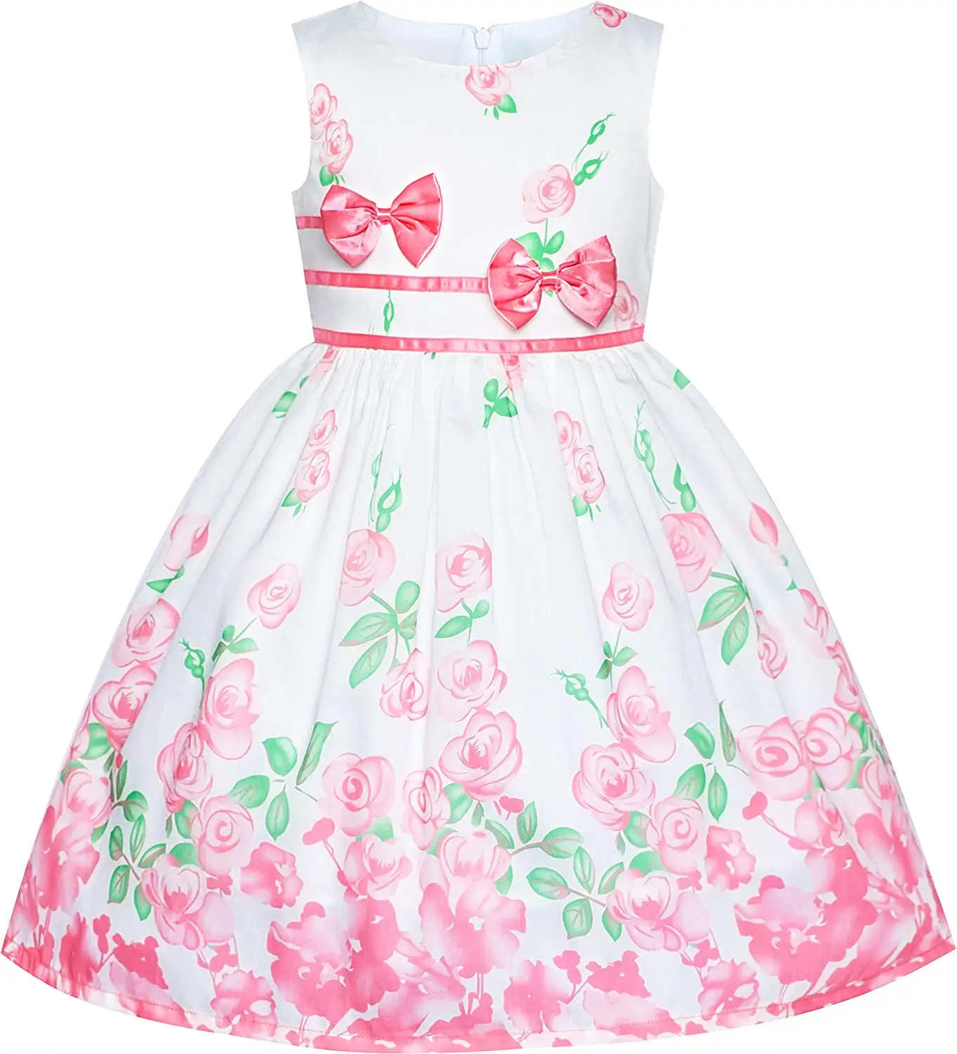 Rose Flower Children's Princess Frock Design Clothes Baby Girl Ruffle Dress Smoked Cute Summer Party Sundresses For Kids