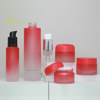 Pot vide pour beurre corporel 45ml 45g 50g 100 200g, rouge, pour crème visage, baume à lèvres mat givré, flacon en verre, pot cosmétique avec couvercle