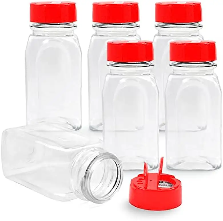 Özel PET boş plastik baharat şişeleri baharat Shaker toz kapları gıda dereceli biber tuz kavanozu baharat şişesi