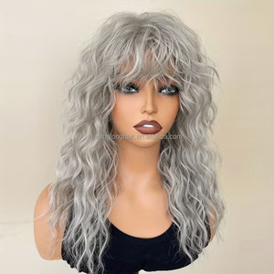 Nuova Collezione: Parrucche Sintetiche in Fibra Resistente alle Alte Temperature, Eleganti Parrucche Grigio-Bianche Voluminose con Onde Acquatiche, Parrucche Naturali Lunghe e Riccioline - Product Image 3
