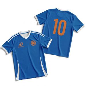 Maillot de football et de soccer athlétique moderne personnalisé à col en V, bleu royal avec rayures blanches, sublimation intégrale, entraînement, OEM ODM - Product Image 1