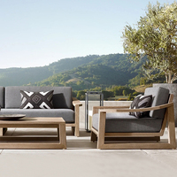 Conjunto de sofá de jardín de teca moderno de lujo personalizado de gama alta Muebles de exterior impermeables Terraza Hotel Patio Sofá de teca Fabricante