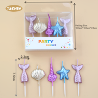Yachen Nouveau Design Lot de 5 Bougies d'Anniversaire en Cire de Paraffine Thème Sirène Océanique Colorées pour Décoration de Fête de Remise de Diplôme