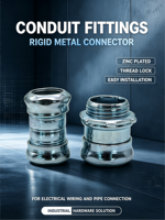 Connecteur de compression EMT de 1 pouce en acier galvanisé, raccord non isolé, filetage NPSM droit pour boîte de jonction et conduit