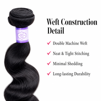 Extensions de cheveux humains brésiliens 12A, ondulés, non traités, vierges, noirs naturels, en trame