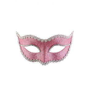 Maschera in Plastica Rosa con Glitter e Strass - Product Image 1