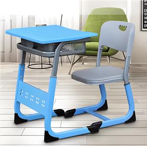 Meubles de crèche réglables en hauteur en plastique PE bleu : Ensemble bureau et chaise pour étudiants - Product Image 2