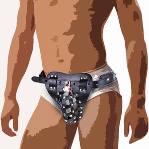 Remaches decorativos bloqueables para hombres, Tanga Sexy <span class=keywords><strong>de</strong></span> cuero PU <span class=keywords><strong>de</strong></span> <span class=keywords><strong>castidad</strong></span>, ropa interior masculina, pantalones con jaula para pene, cinturón <span class=keywords><strong>de</strong></span> <span class=keywords><strong>castidad</strong></span> sexual - Product Image 2