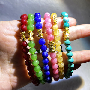 สร้อยข้อมือทำมือประดับด้วยจี้ทองคำแท้ 24k พร้อมลูกปัดพลอยประจำเดือนเกิด ดีไซน์เรียบหรูจากธรรมชาติ ขายส่ง - Product Image 2