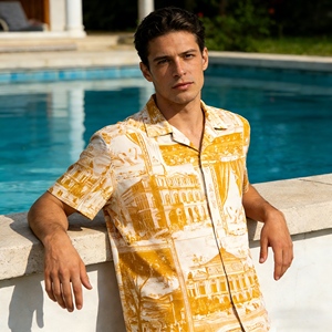 Camicia Hawaiana Classica Estiva da <span class=keywords><strong>Uomo</strong></span>, Stampa 3D con Piante Tropicali, Maniche Corte, Casual con Bottoni, <span class=keywords><strong>Abbigliamento</strong></span> Maschile <span class=keywords><strong>in</strong></span> Offerta - Product Image 1
