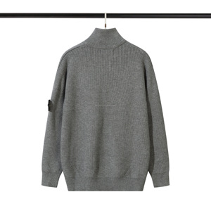 STONE Zipper Stand Up Collar Badge Knitted Sweater Versatile Long Sleeve Sweater SLAND - Product Image 5