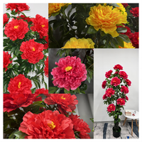 Tanaman Buatan dan Dekoratif Pohon Mawar Nearly Nature Golden Jade Pole 13 Peony Dapat Disesuaikan