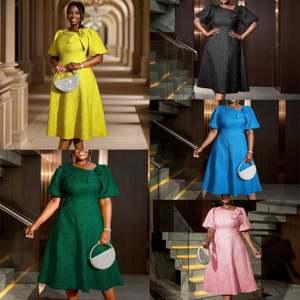 Nuevos y elegantes vestidos informales de talla grande para mujer de Europa, América y África, vestidos de graduación a la moda, vestido plisado con media manga - Product Image 2