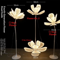 Dekorasi Pernikahan Baru Lampu LED Bunga Peony Bercahaya dengan Bahan Besi & Kain untuk Penunjuk Jalan dan Latar Panggung