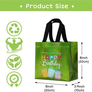 Eco Reusable Laser Non-woven Letter Luxury Birthday Gift <b>Tote</b> Shoulder Handbag <b>Travel</b> Gym Grocery Shopping Zipper Medium Rope - Product Image 5