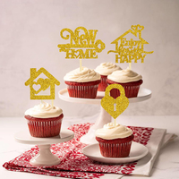 Schwarz-Goldene Happy Family Cupcake-Topper Neue HOME Key Love Lock Party Kuchendekoration