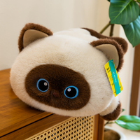 Assortiment de peluches de chat couché mignonnes, chatons siamois doux, animaux en peluche, vente en gros et au détail, cadeau d'anniversaire pour enfants, décoration de la maison