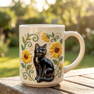 Taza de Café de Cerámica 3D con Diseño de Gato, 400 ml, con Cuchara de Gato, Taza de Regalo Original <span class=keywords><strong>para</strong></span> Amantes de los Gatos, Mujeres, Niñas, Cocina, Oficina - Product Image 3