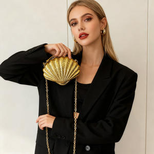 高級女性デザイナーキャンディーカラー光沢のある財布ハンドバッグアクリルかわいいノベルティシェル型スパンコールウェディングパーティーイブニングクラッチ - Product Image 2