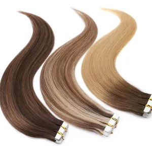 Wholesale Cheap European 100% Virgin Human Hair Extensions In Dubai Double Sided Remy Cuticle Tape Hair Extensions