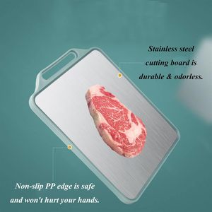 Planche à découper rectangulaire double face écologique en acier inoxydable, pour décongeler, fruits, anti-moisissure, pâte, antibactérienne, nouvelle cuisine - Product Image 6