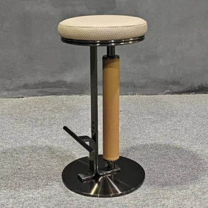 Tabourets de bar ronds modernes sans dos Siège créatif en cuir de haute qualité avec anneau solide en acier inoxydable pour restaurants hôtels HomeBars - Product Image 3