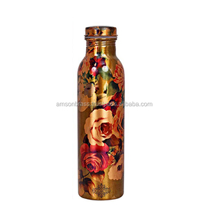 Metal Copper <b>Bottle</b> High Quality Metal Copper <b>Bottle</b> High Quality Copper <b>Bottle</b> for Health Benefit Flower Printed - Product Image 5