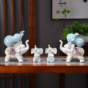 Nuevo Moderno Juego de Elefantes Zen Fulu Baicai de Cerámica para Mesa de Esquina de Entrada, Decoración del Hogar, Artesanía, Soporte para Jarrones, Florero de Sobremesa - Product Image 4