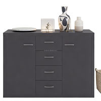 Commode moderne en bois à 4 tiroirs et 2 portes, meuble de rangement au design peu encombrant pour la maison, la chambre, le salon, l'entrée et l'hôtel