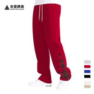 Pantalon décontracté pour hommes, taille élastique, patchwork à carreaux, pantalon de survêtement long pour les loisirs, coupe confortable, style unisexe - Product Image 4