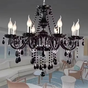 โคมไฟตกแต่งสไตล์ยุโรป4ชั้นโคมไฟแก้วคริสตัลสีควันสีดำโคมไฟระย้าสไตล์นอร์ดิก - Product Image 5