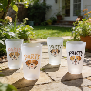 Gobelets de fête en plastique transparents personnalisés de 14 oz, 12 oz et 16 oz, sans BPA, écologiques, pour mariage avec logo, monogramme de la mariée, enterrement de vie de jeune fille - Product Image 1