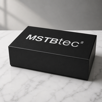 Boîte cadeau rigide noire avec insert en mousse, logo en feuille d'or, emballage en deux parties avec couvercle et base pour bijoux, électronique, cosmétiques