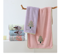 Serviette de toilette en polaire corail à séchage rapide, absorbante, sans peluches, emballée individuellement, pour la maison et le voyage, avec logo