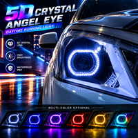 VAHID Promotion Phares de Voiture 5D Crystal Angel Eyes WRGB LED Halo Ring avec Contrôle par APP, Éclairage Diurne DRL Étanche, Lumières Décoratives de Rétrofit