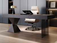 Poste de travail minimaliste italien haut de gamme, structure suspendue en acrylique, pieds en V uniques, bureau de direction plat de luxe