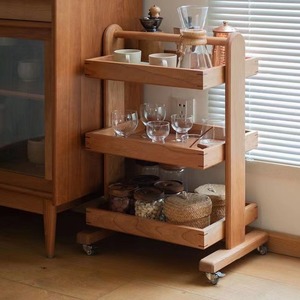 Wooden <b>Storage</b> <b>Cart</b> 3 Tier Standing Type Kitchen Bathroom Use Neatening <b>Storage</b> Rectangle Shape - Product Image 2