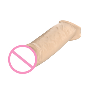 Transparente Hautfarbene Penisverlängerung aus TPE und ABS, Vibrierende Penishülle für Erwachsene mit Einzelmodus-Vibration, Ejakulationsverzögernd und zur Größensteigerung, Dildos - Product Image 3