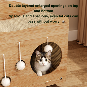 Fish Princess Doppel holzbett <span class=keywords><strong>2</strong></span> <span class=keywords><strong>Tier</strong></span> Elevated <span class=keywords><strong>Cat</strong></span> House Hängende Ball Spielzeug Katzen betten mit Scratch Pad für Indoor-Katzen - Product Image 2