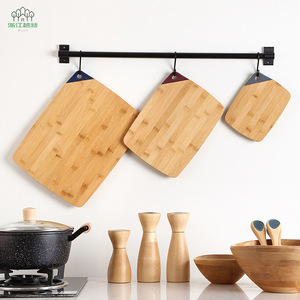 Bamboo Chopping Board <b>Set</b> Three Piece Small Medium Large Size Kitchen Cutting Board With Silicone Holes For Vegetables Meat - Product Image 3