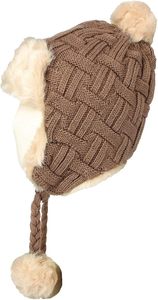 Tùy Chỉnh Lông Cừu Lót Dày Cáp Đan Beanie <span class=keywords><strong>Hat</strong></span> Earflaps Cap Cho Mùa Đông - Product Image 4