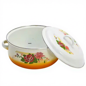 Marmite à soupe <span class=keywords><strong>en</strong></span> <span class=keywords><strong>fonte</strong></span> émaillée minimaliste binaurale Daile Home Restaurant avec <span class=keywords><strong>couvercle</strong></span> - Product Image 1