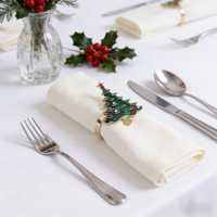 Anneau de serviette de Noël en alliage de zinc de luxe, anneau de serviette pentagramme, décoration de table, artisanat adapté aux fêtes de famille, hôtels, mariages