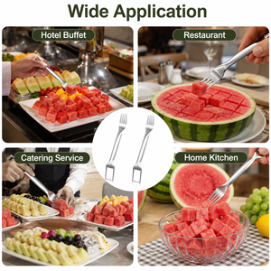 2 in 1 Stainless Steel Watermelon Cutter Fork Fruit Slicer Serving Tool for Restaurant Hotel <b>Kitchen</b> - Product Image 6