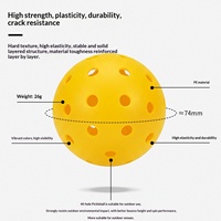 Vente en gros de balles de pickleball en PE moulé par injection, ultra-résistantes, rotomoulées, 40 trous, 74 mm, 26 g, 12*20 PIÈCES, perforées, creuses, toutes saisons